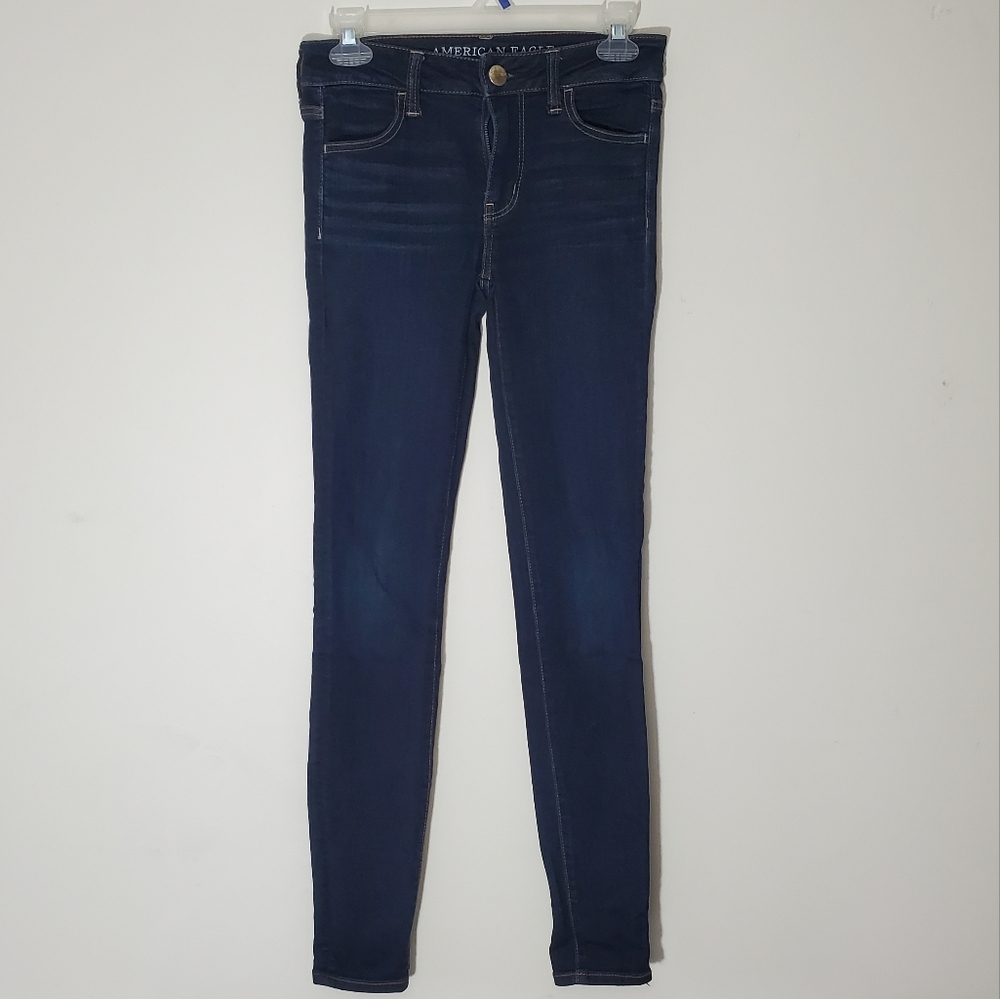 American Eagle Super Super Stretch SkinnyJegging Size 0 Regular Super Dark Wash